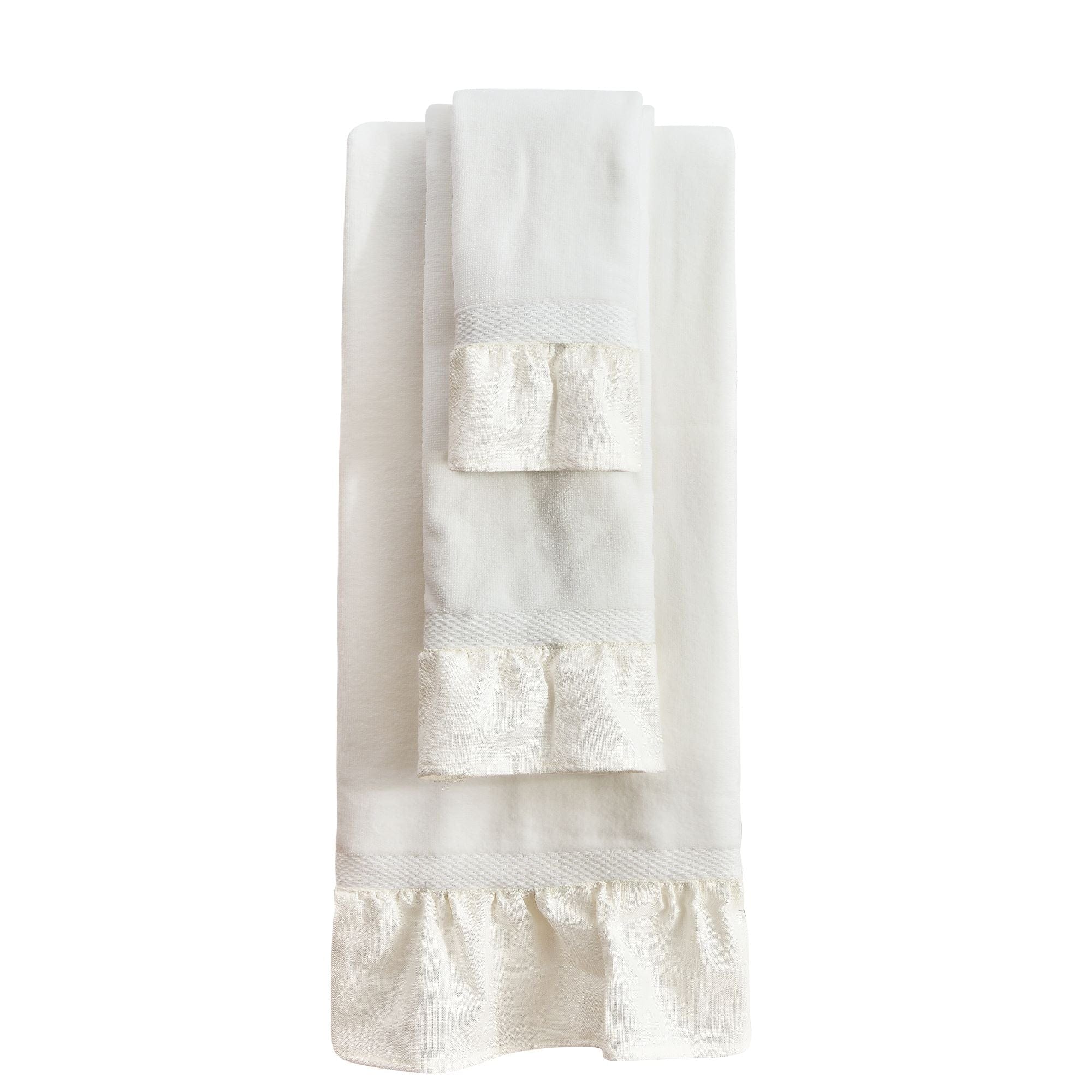 HiEnd Accents 3 PC Towel Set Scroll Pattern 3-Pc Cream