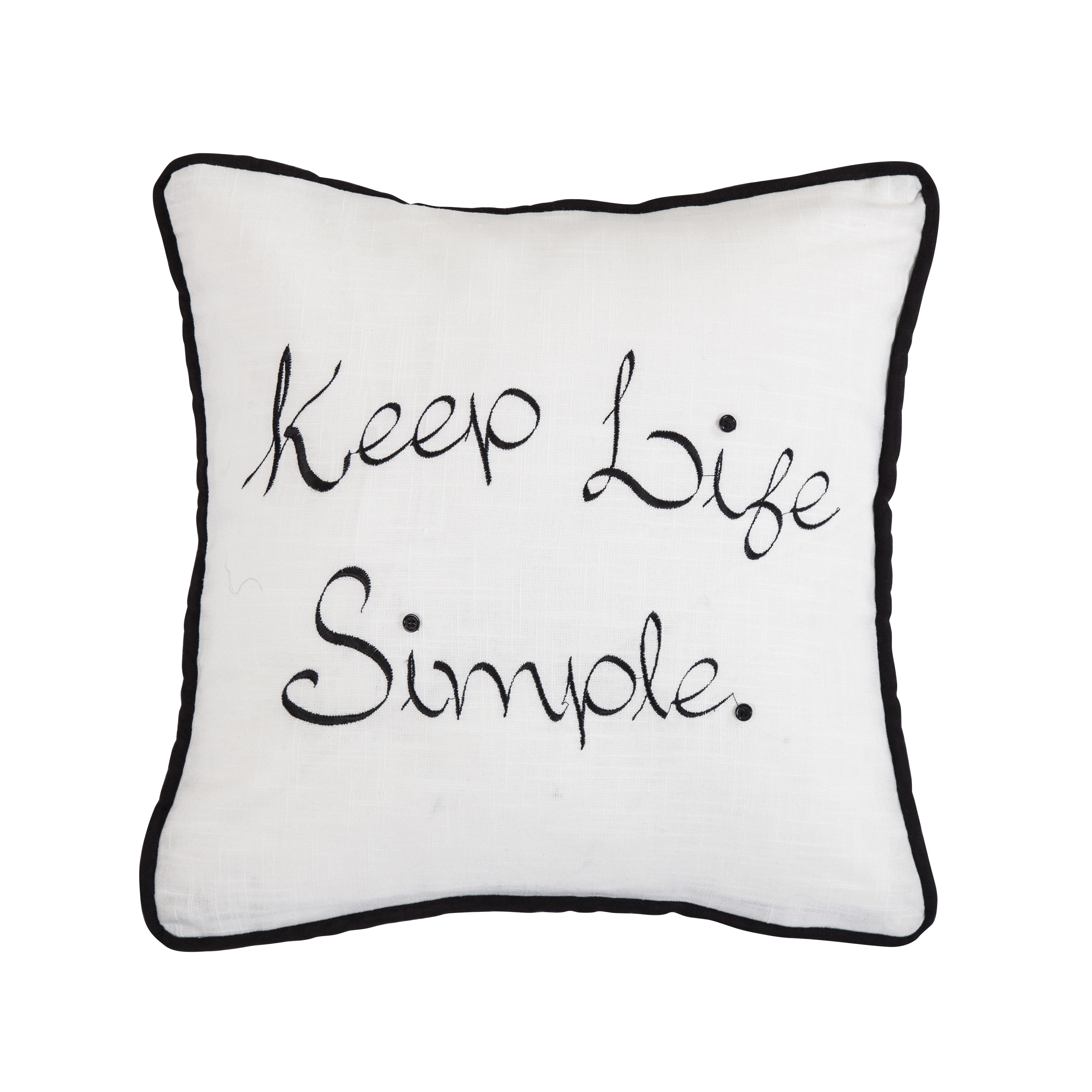 HiEnd Accents Square Outlined Embroidered Design Pillow with Flange