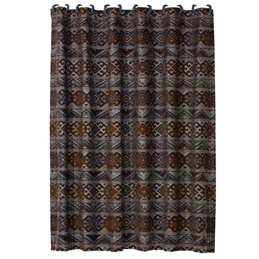 Blue and deals brown shower curtain