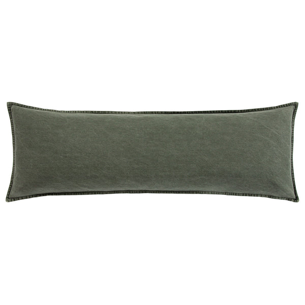 Stonewashed Cotton Canvas Long Lumbar Pillow