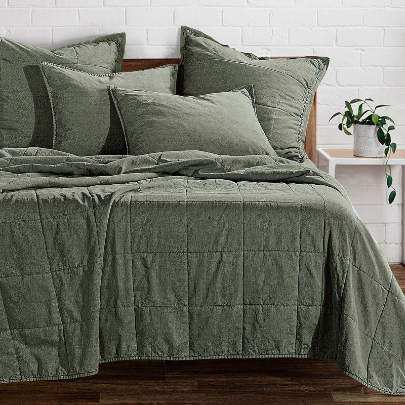 Stonewashed Cotton Canvas Coverlet