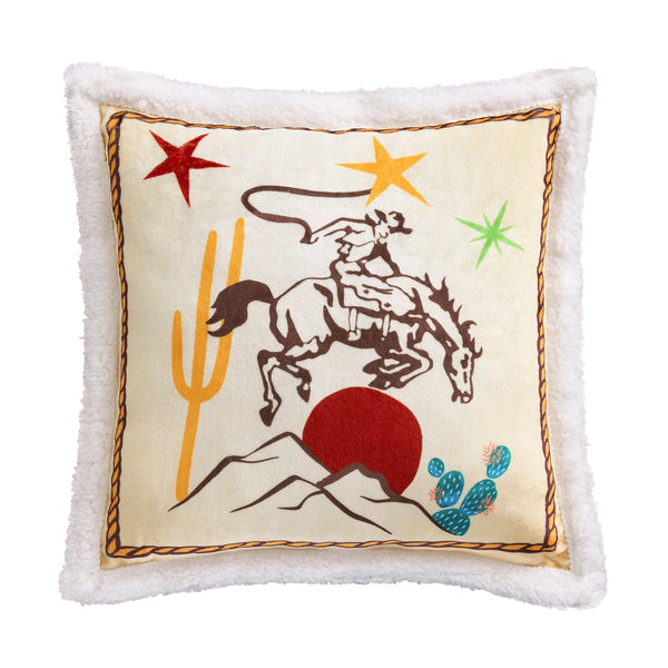 Retro Rodeo Campfire Sherpa Pillow Desert Rider