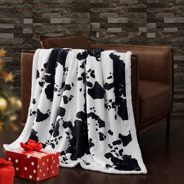 Elsa Cowhide Campfire Sherpa Throw