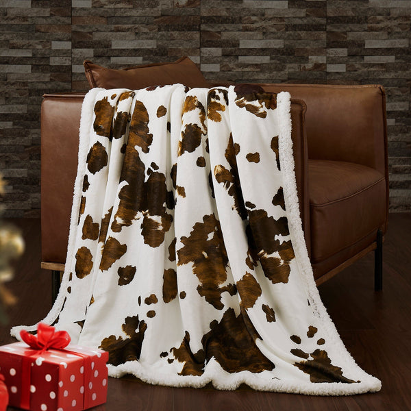 Elsa Cowhide Campfire Sherpa Throw