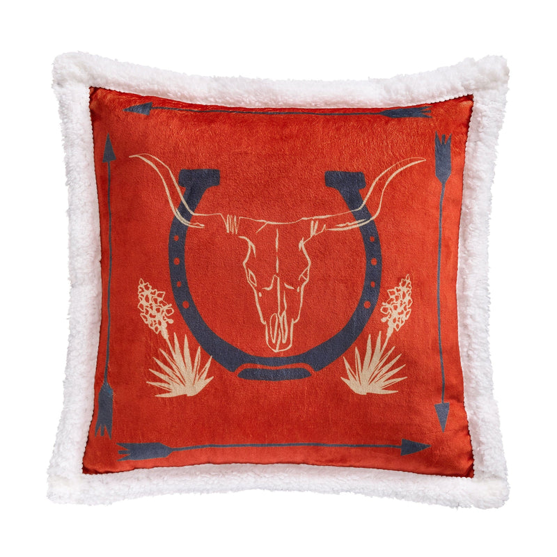 Marfa Campfire Sherpa Pillow, 6 MOQ Horseshoe