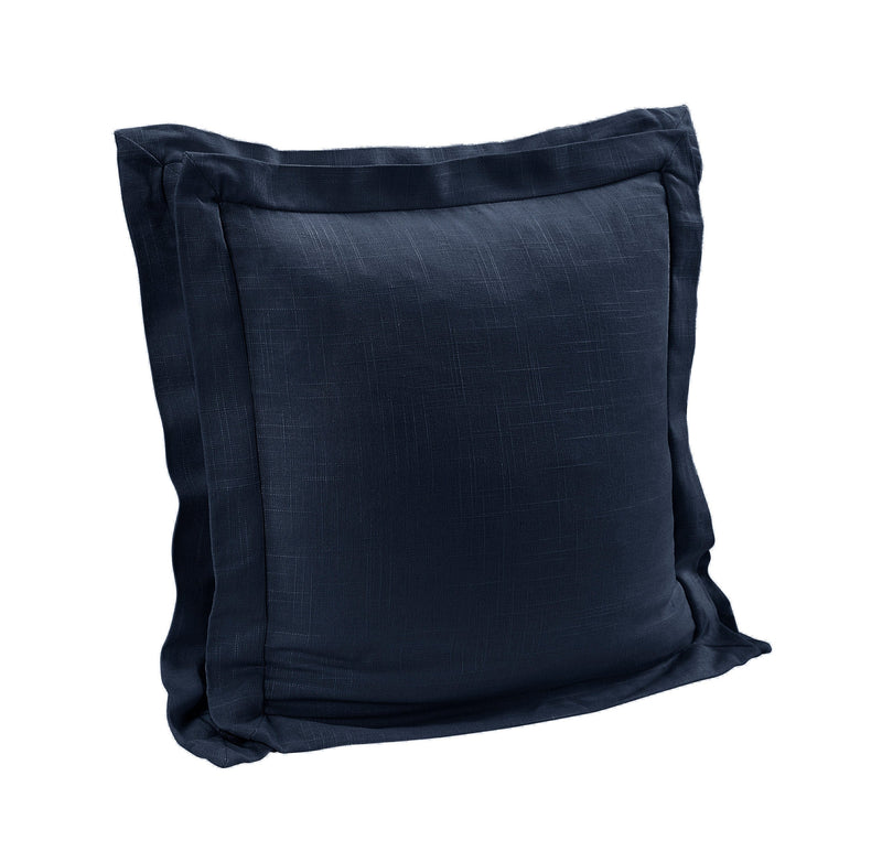 Double Flanged Washed Linen Pillow Navy Pillow