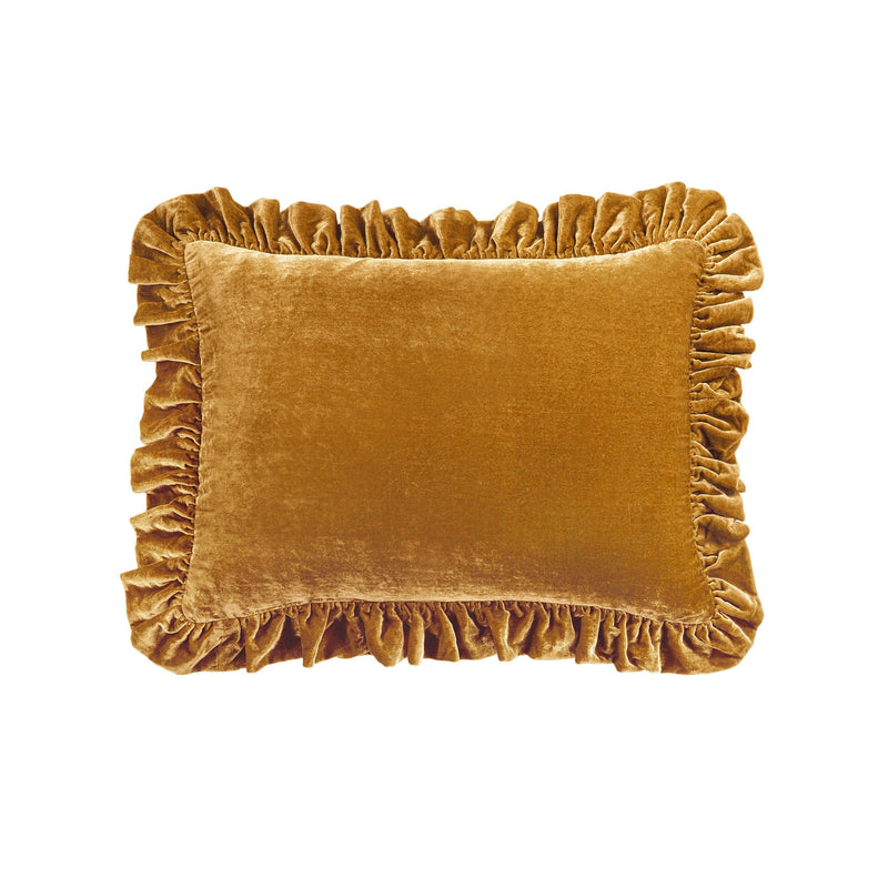 Stella Faux Silk Velvet Oblong Pillow Saffron Pillow