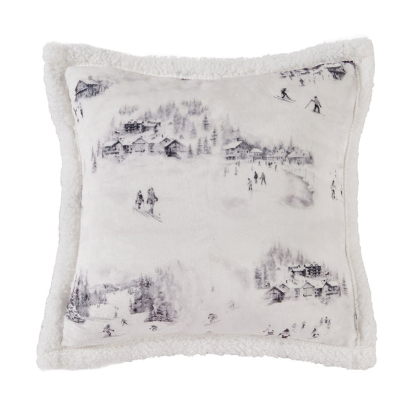 Ski Toile Campfire Sherpa Pillow Pillow