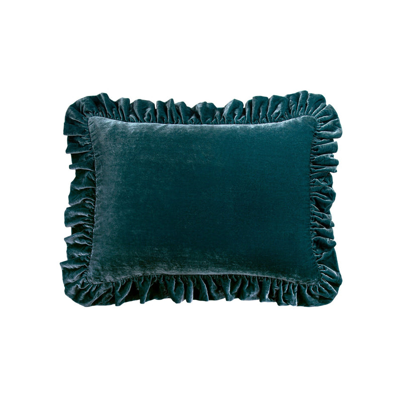 Stella Faux Silk Velvet Oblong Pillow Storm Blue Pillow