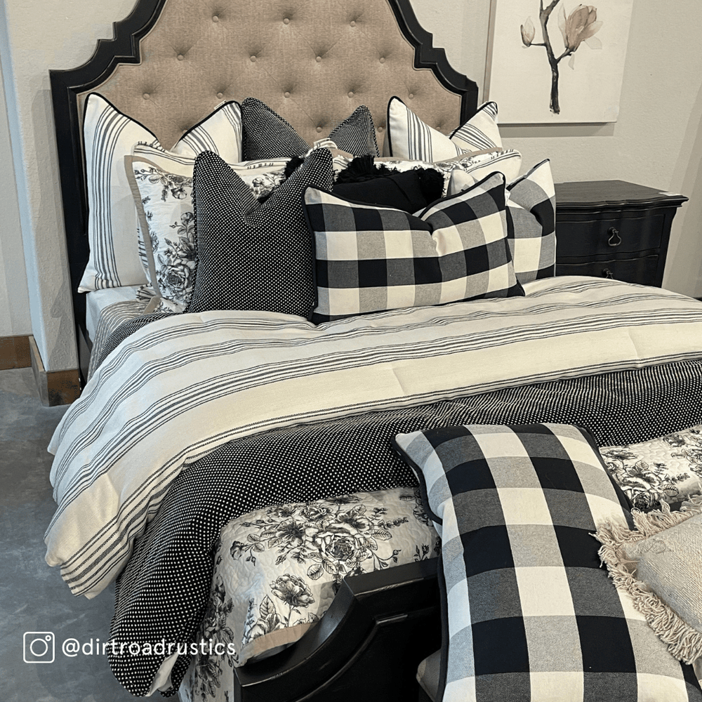 Black White Buffalo Check Pillow Lumbar Camille Collection HiEnd Accents