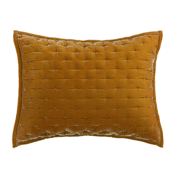 Stella Faux Silk Velvet Pillow Sham Standard / Saffron