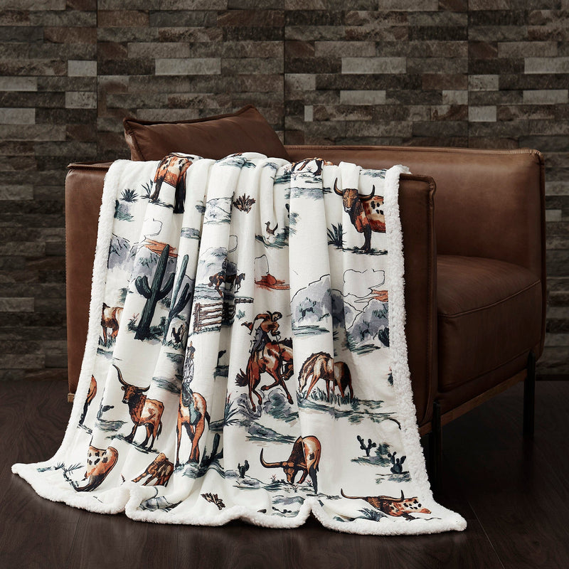 Ranch Life Western Toile Campfire Sherpa Throw Throw / Duffle Bag