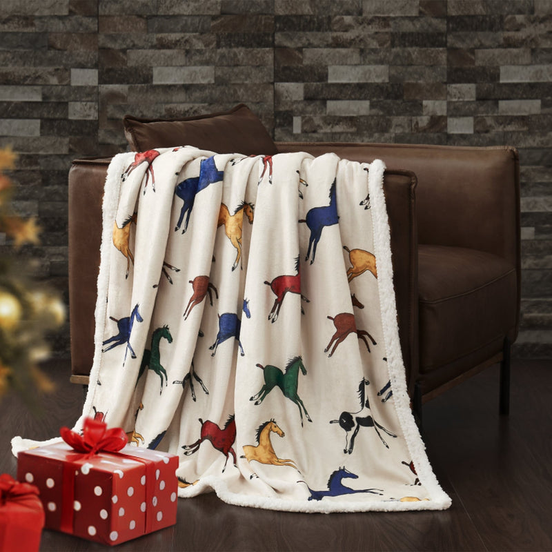 Wild Horses Campfire Sherpa Throw