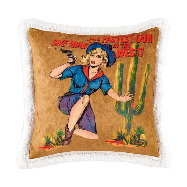 Gunslinger Campfire Sherpa Pillow Pillow