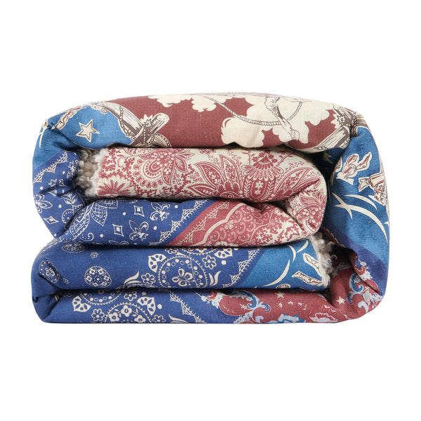 Patchwork Bandana Teddy-Backed Throw