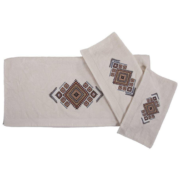 Aztec Sky Linen Embroidered Bath Towel - CLEARANCE