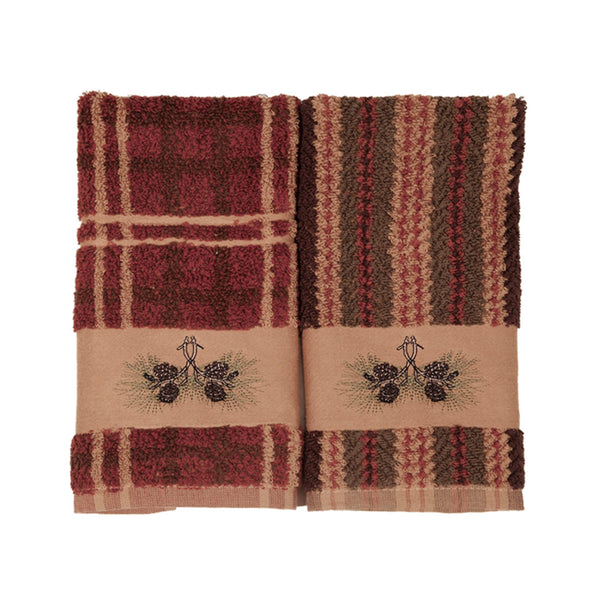 Pine Cone Hand Towel, 16"X31" (Plaid/Stripe) Bath Towel