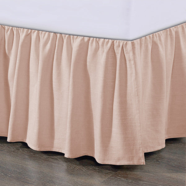 Lily Gathered Linen Bed Skirt Queen / Blush Bed Skirt