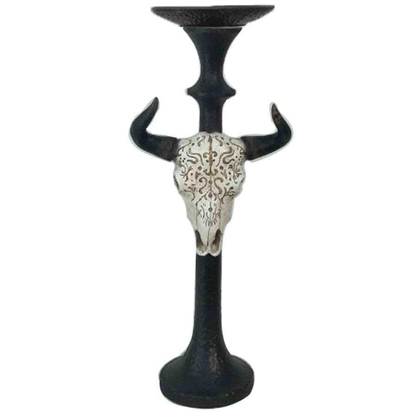 Carved Skull Tapered Pillar Candle Holder Candle Holder