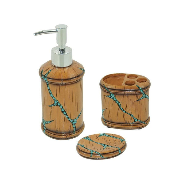 Turquoise Inlay 3-PC Bath Countertop Accessory Set Countertop Bathroom Sets