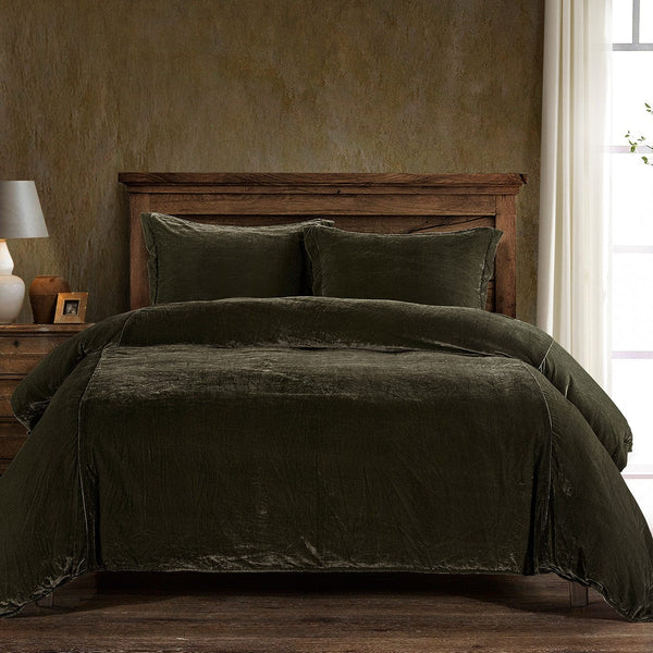 Stella Faux Silk Velvet Duvet Cover Set Duvet Cover