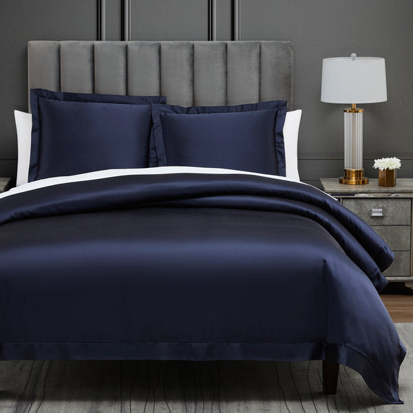 High Shine Satin Duvet Cover Set Super King / Navy Duvet Cover