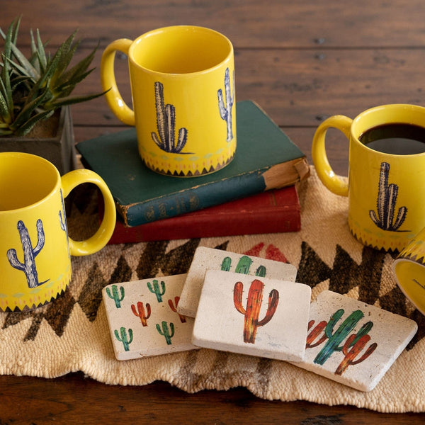 Cactus 8PC Coffee Mug and Coaster Set Kitchen Lifestyle