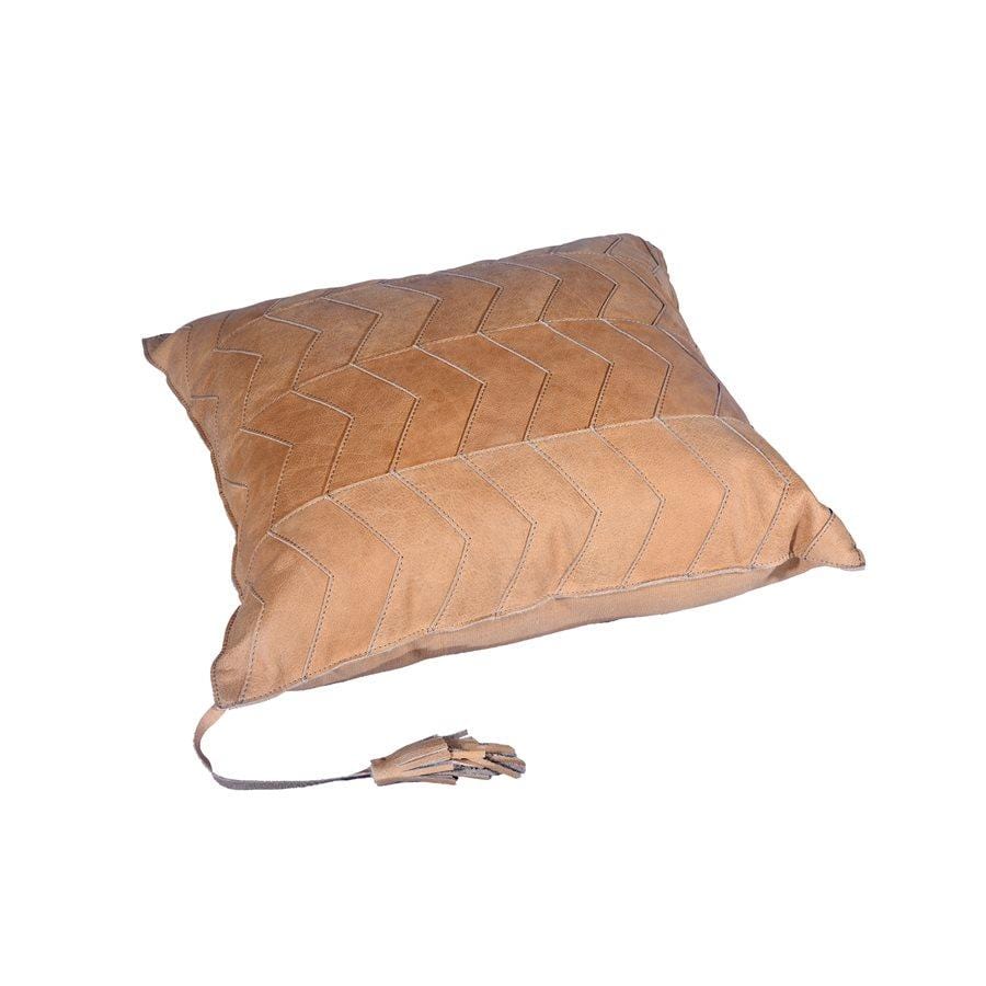 Chevron Genuine Leather Tassel Throw Pillow, 20x20 – HiEnd Accents