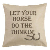 Burlap Horse Phrase Throw Pillow, 22x22 Pillow