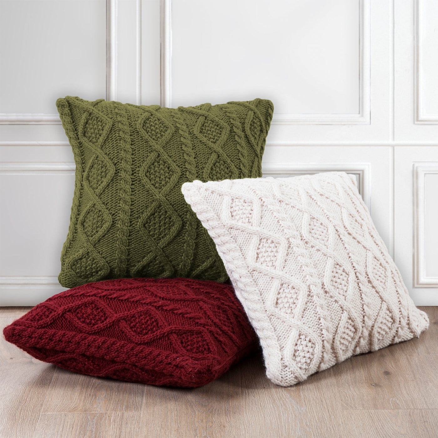 Cable Knit Soft Diamond Throw Pillow HiEnd Accents