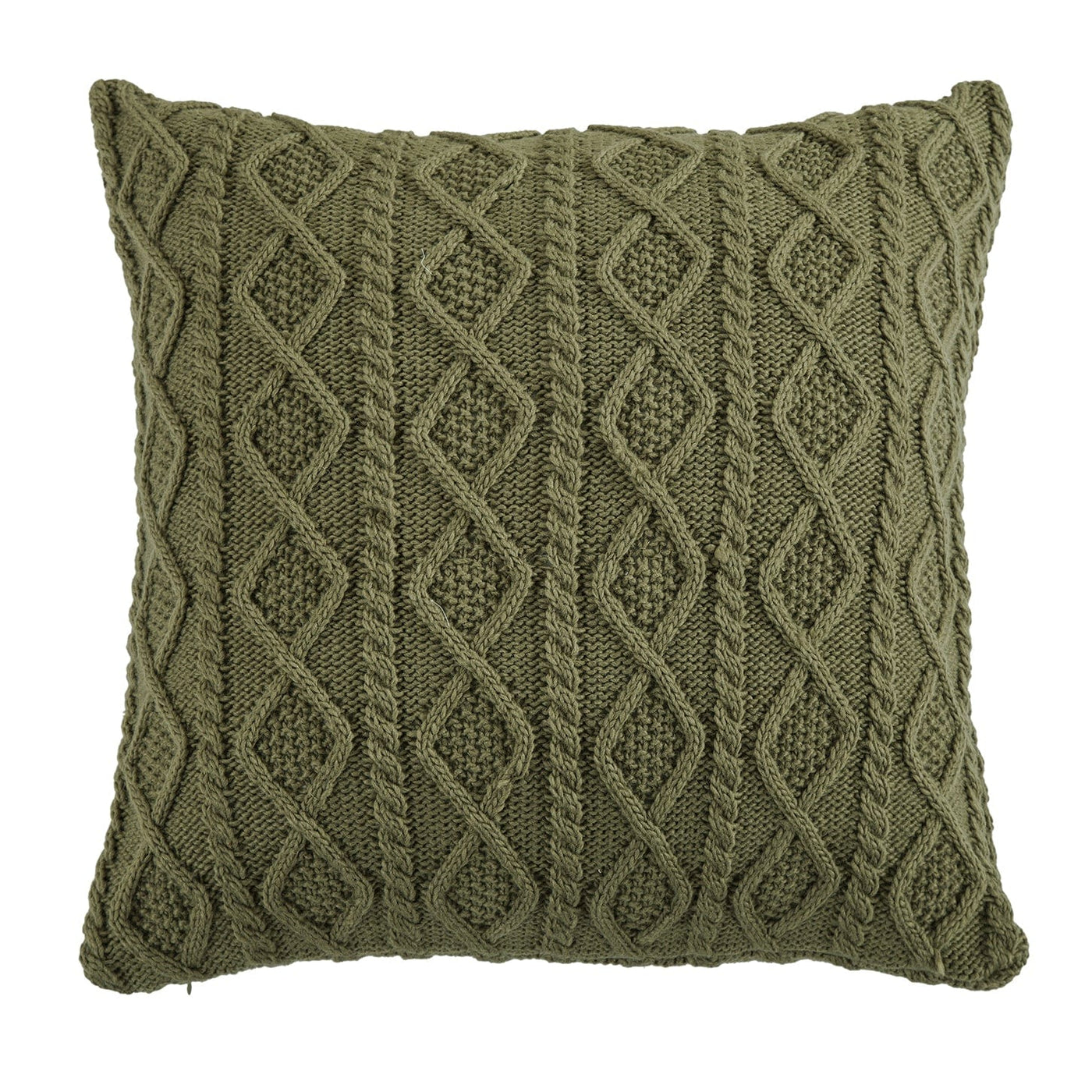 HiEnd Accents Cable Knit Soft Diamond Throw Pillow Sage Green