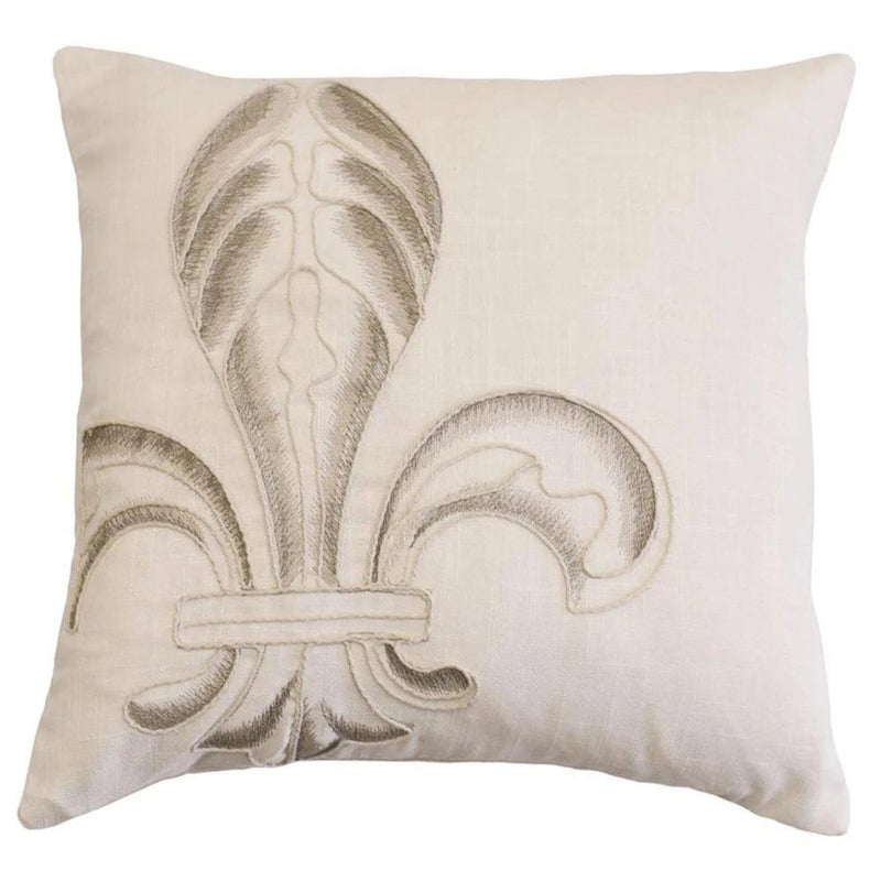 Embroidery Fleur De Lis Throw Pillow - Sand Pillow