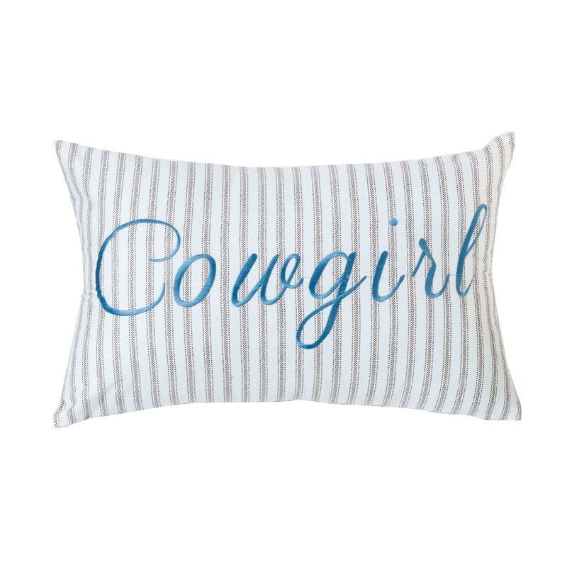 Salado Taupe & Turquoise "Cowgirl" Accent Pillow, 12x19 Pillow