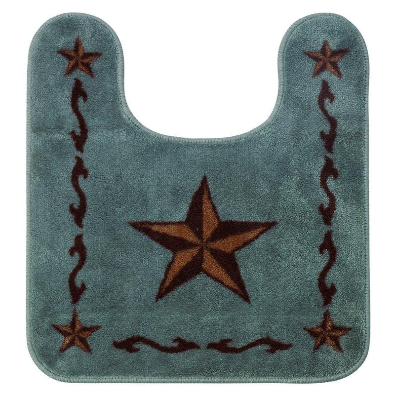 Star w/ Scroll Motif Contour Bath Rug - Turquoise Rug