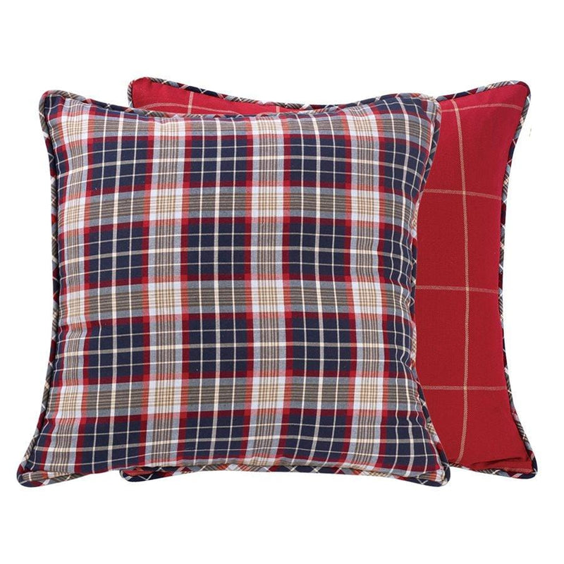 Blue Plaid Euro Sham, 27x27 - Reversible Sale-Sham