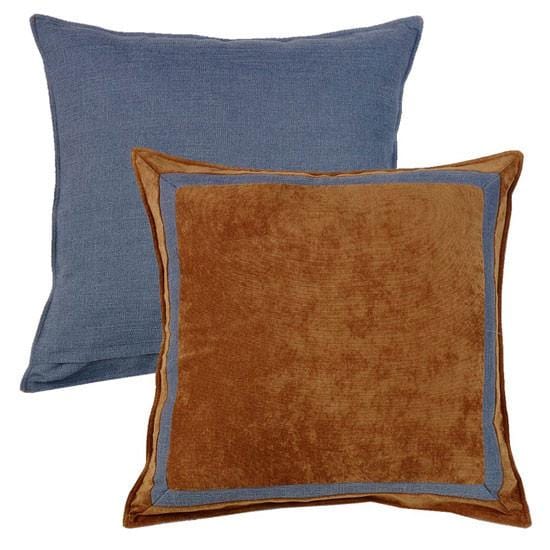 Lexington Russet & Blue Framed Velvet Euro Sham Sale-Sham