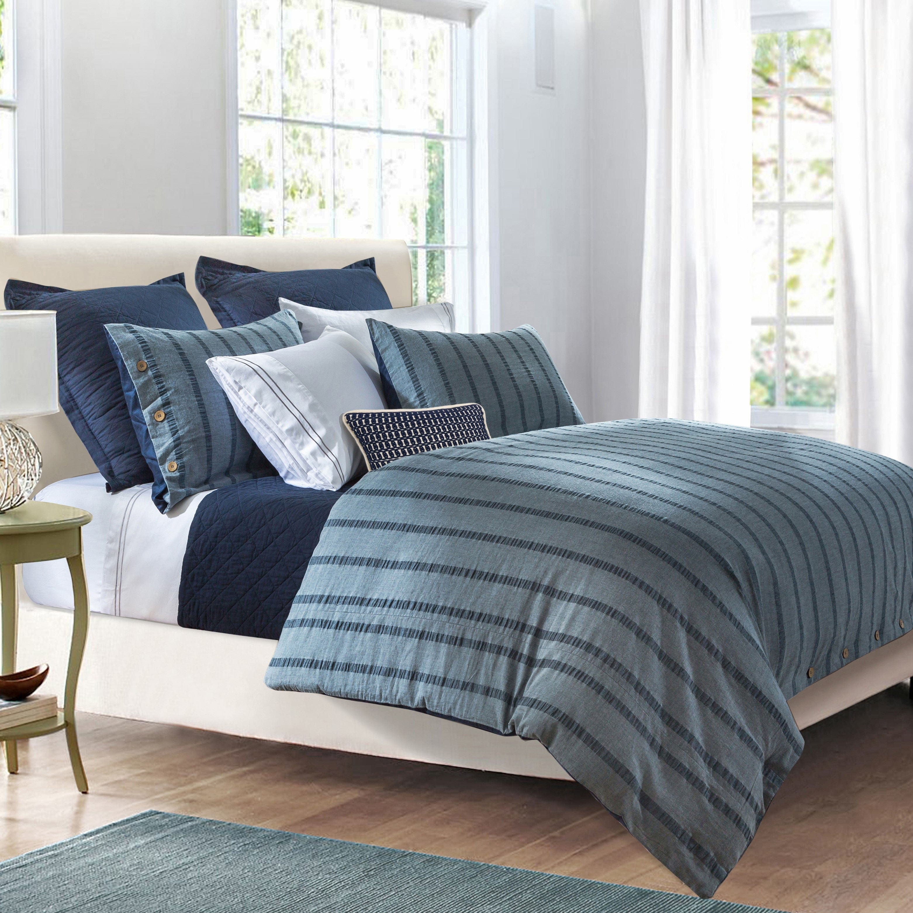 Harper Blue Stripe Euro Sham | HiEnd Accents