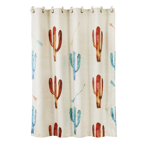 Cactus & Arrows Shower Curtain, Coral & Turquoise Shower Curtain